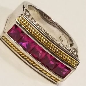 VINTAGE Lab Created Ruby Band Ring UNISEX
